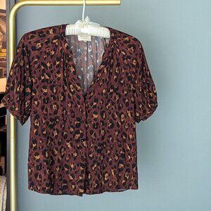 Sezane Lennie Blouse in Leopard Print (Size 36/US4)